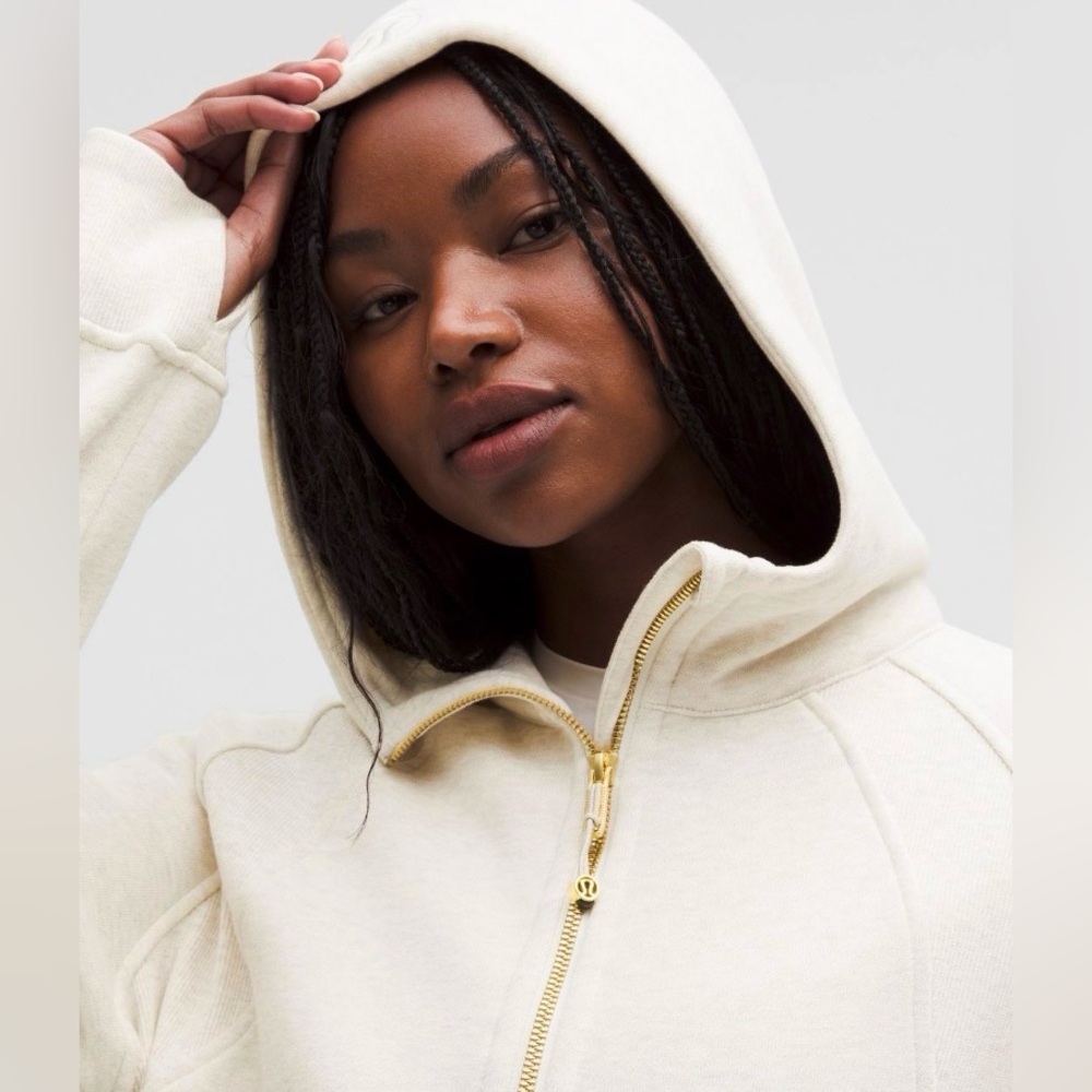 Lululemon Scuba Oversized Half-zip Women Hoodie - Heathered Bone/gold